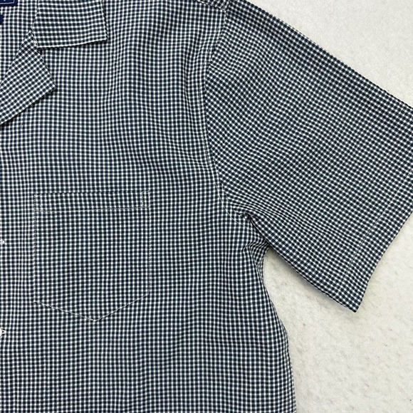 Crown & Ivy Shirt Mens Medium M Blue White Plaid Button Up Short Sleeve Classic - Picture 6 of 12
